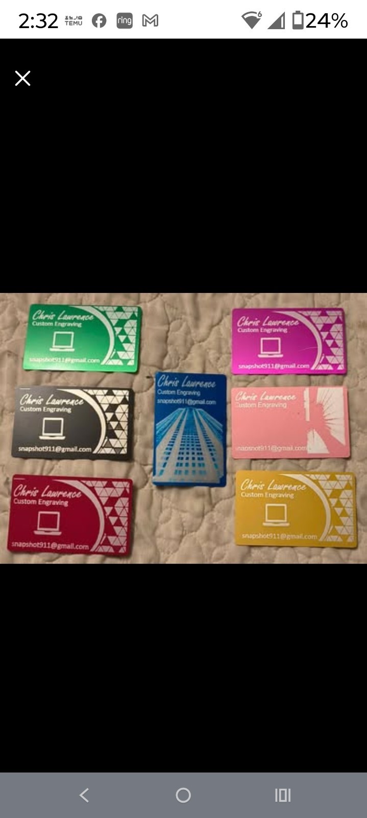 50 Aluminum Alloy Metal Business Cards Custom. Engraving, Multiple Colors