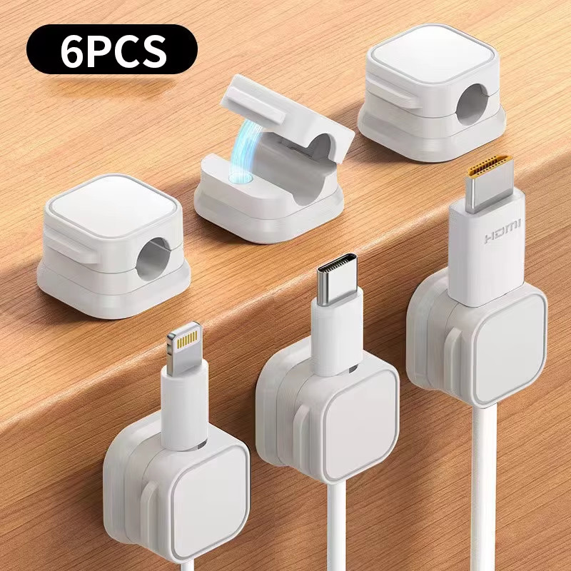12/ 6PCS Magnetic Cable Clips Cable Smooth Adjustable Cord Holder under Desk Cab