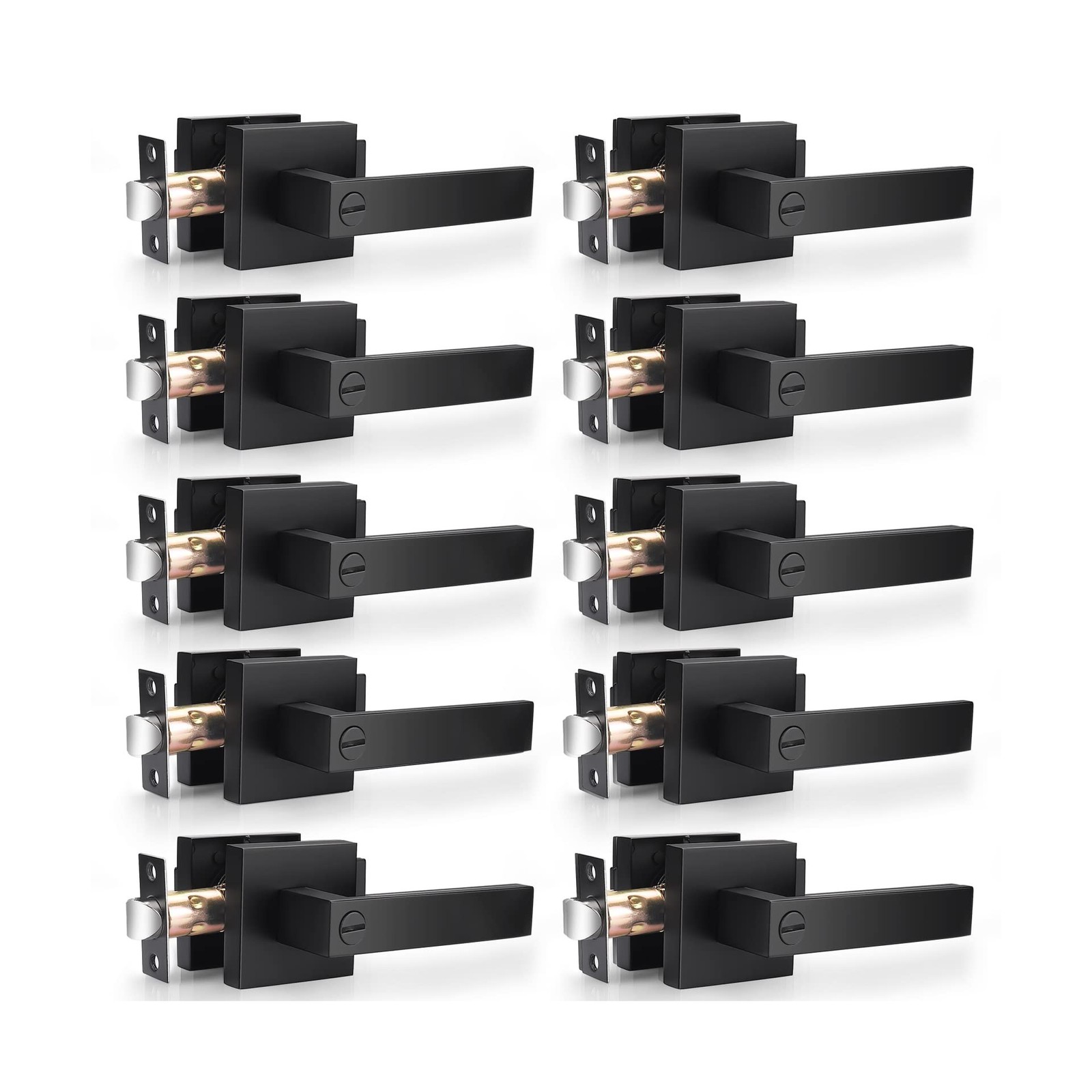 Probrico 10 Pack| Matte Black Door Handles Privacy Door Levers, Heavy Duty Be...