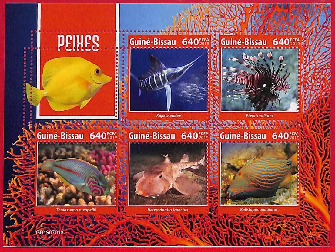 A5210 - GUINE-BISSAU - ERROR MISPERF Stamp Sheet - 2019 - Fishes