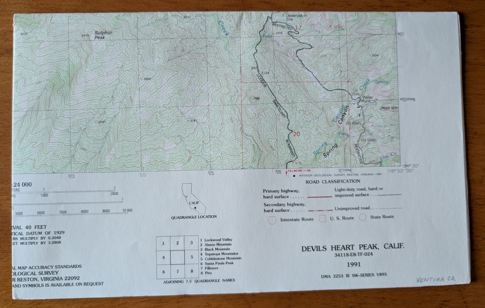 USGS Topo Map 7.5' Quad Devil's Heart Peak, California 34118-E8-TF-024, 1991