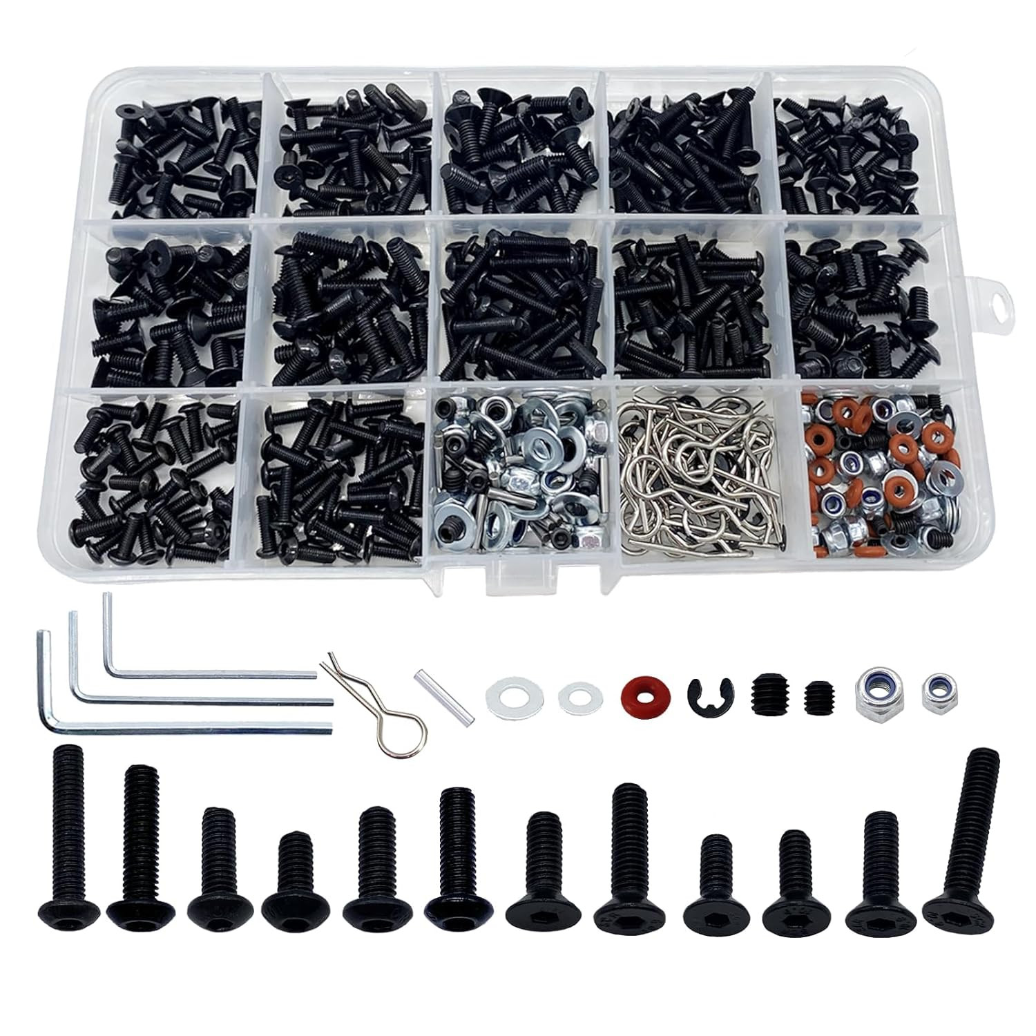 520Pcs Universal RC Screw Kit Screws Assortment Set, Hardware Fasteners for Trax