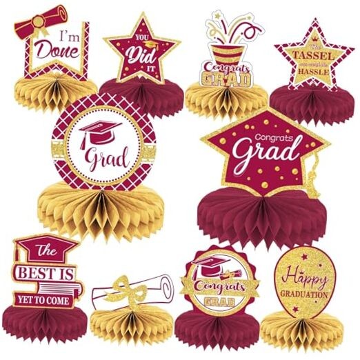 10PCS Class of 2026 Graduation Party Decorations 2026 Congrats Grad Maroon