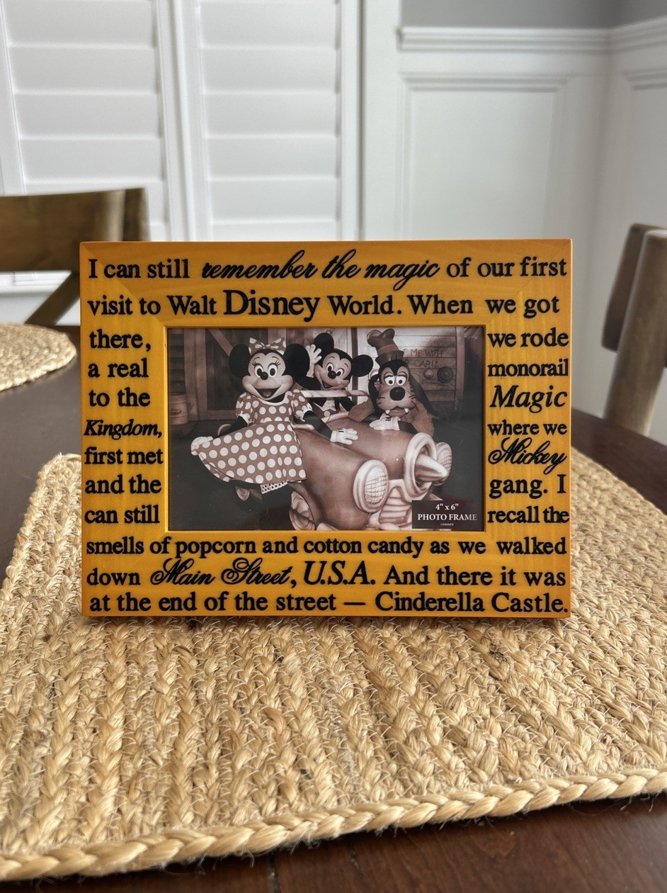 Walt Disney World Picture Frame Cinderella Castle Wood 4x6 Photo Main Street