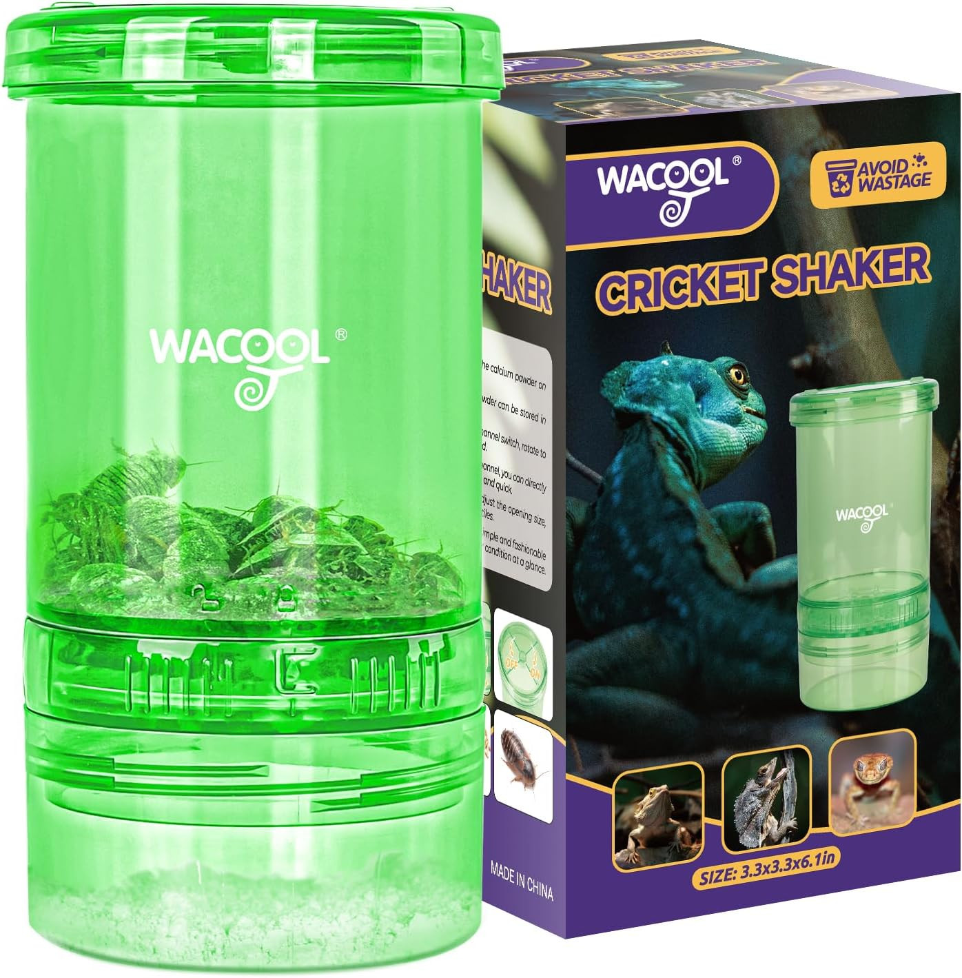 Reptile Cricket Calcium Powder Mixer – Feeder Duster for Gecko & Bearded Dragon