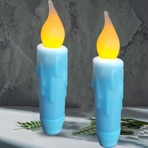 .Primitive Wax Short Taper Candles 4.75"L x 1"D 2pc short blue wax candles