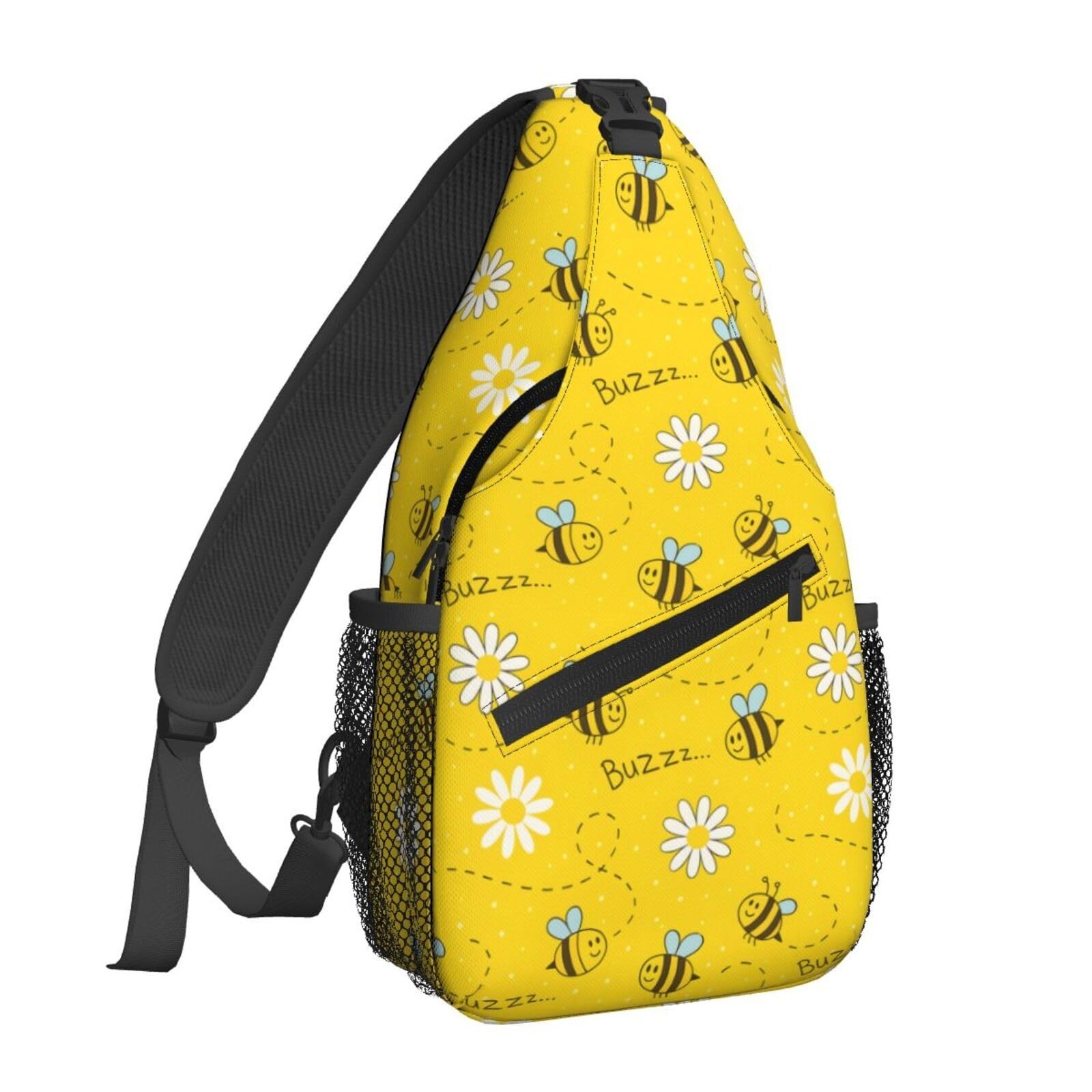 Famame Cute Cartoon Bee Honeycomb Sling Backpack Chest Bag Crossbody Shoulder...