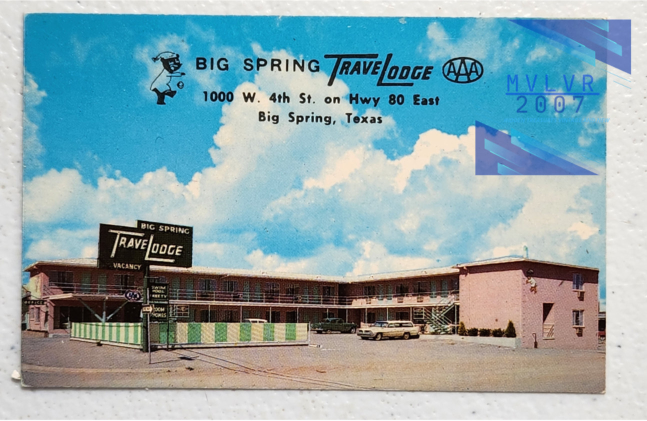Vintage 1940 Big Spring TravLodge AAA Advertisment Card