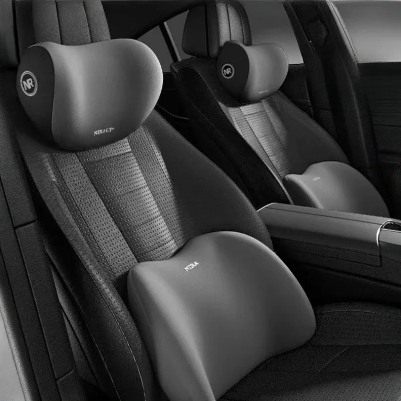 Car Neck Cushion Memory Foam Set - Neck & Lumbar Support for Car Seats