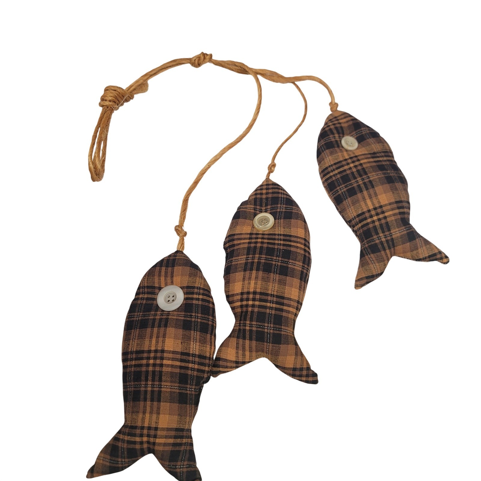 Primitive Folk Art Fabric Fish Lot 3 Rustic Country Farmhouse Cabin Decor