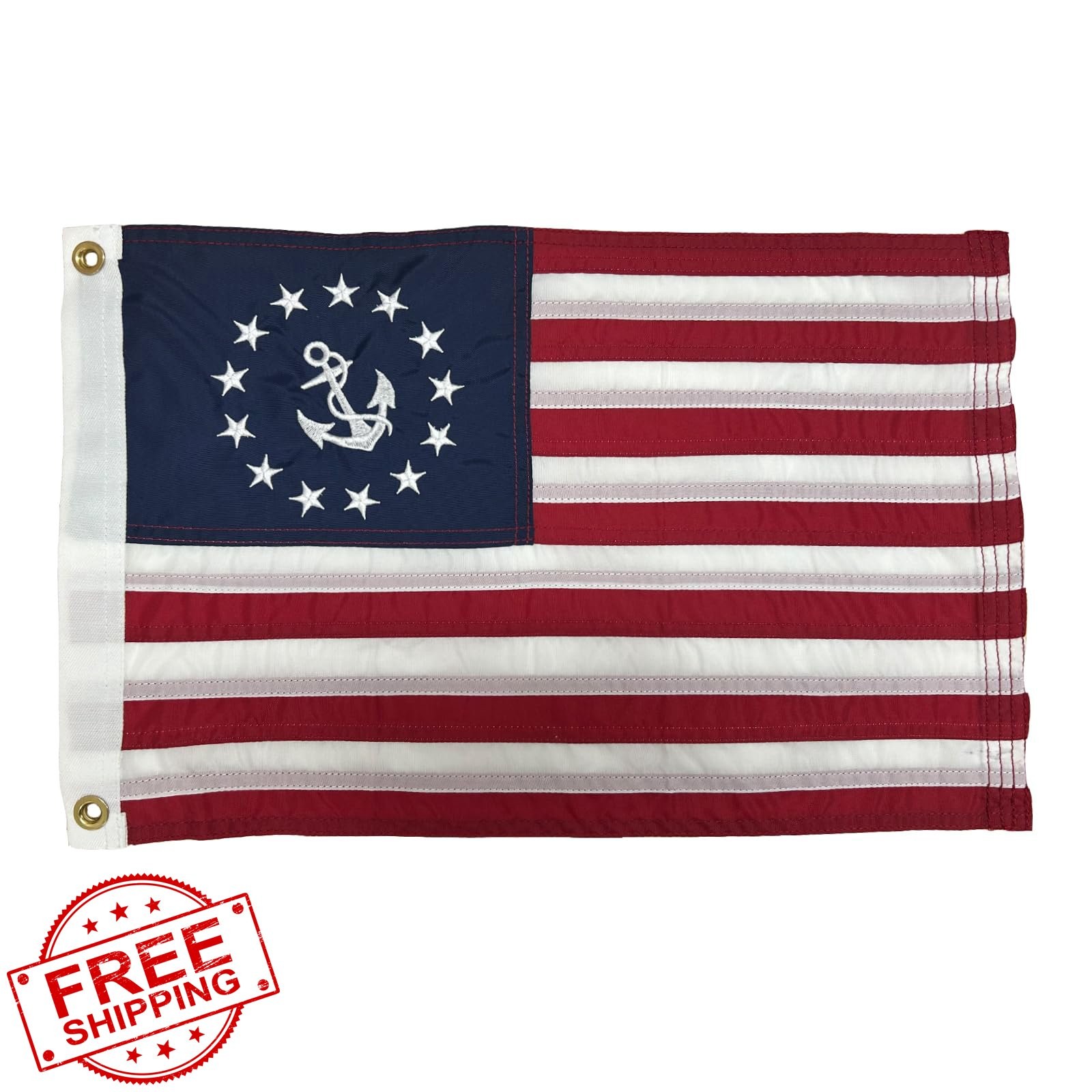 Bradford Yacht Ensign Flag 12x18" Boat US Marine Embroidered