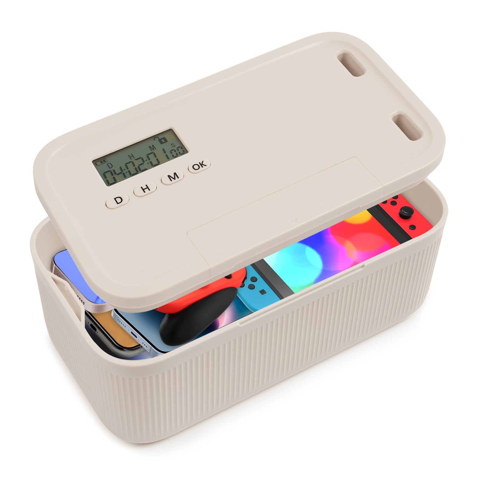 chefeggukk Timed Lock Box for Phone & Snacks | 2-in-1 Smart with Beige 