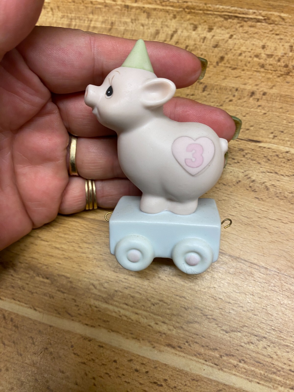Enesco Precious Moments Figure Birthday Train Series Pig Three 3 Vintage 1985