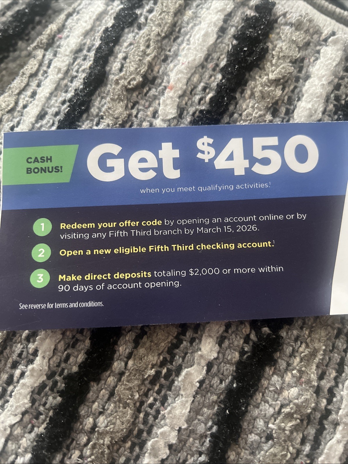 5/3 Fifth Third Bank $450 BONUS Promo Coupon Checking Account Amazing Deal