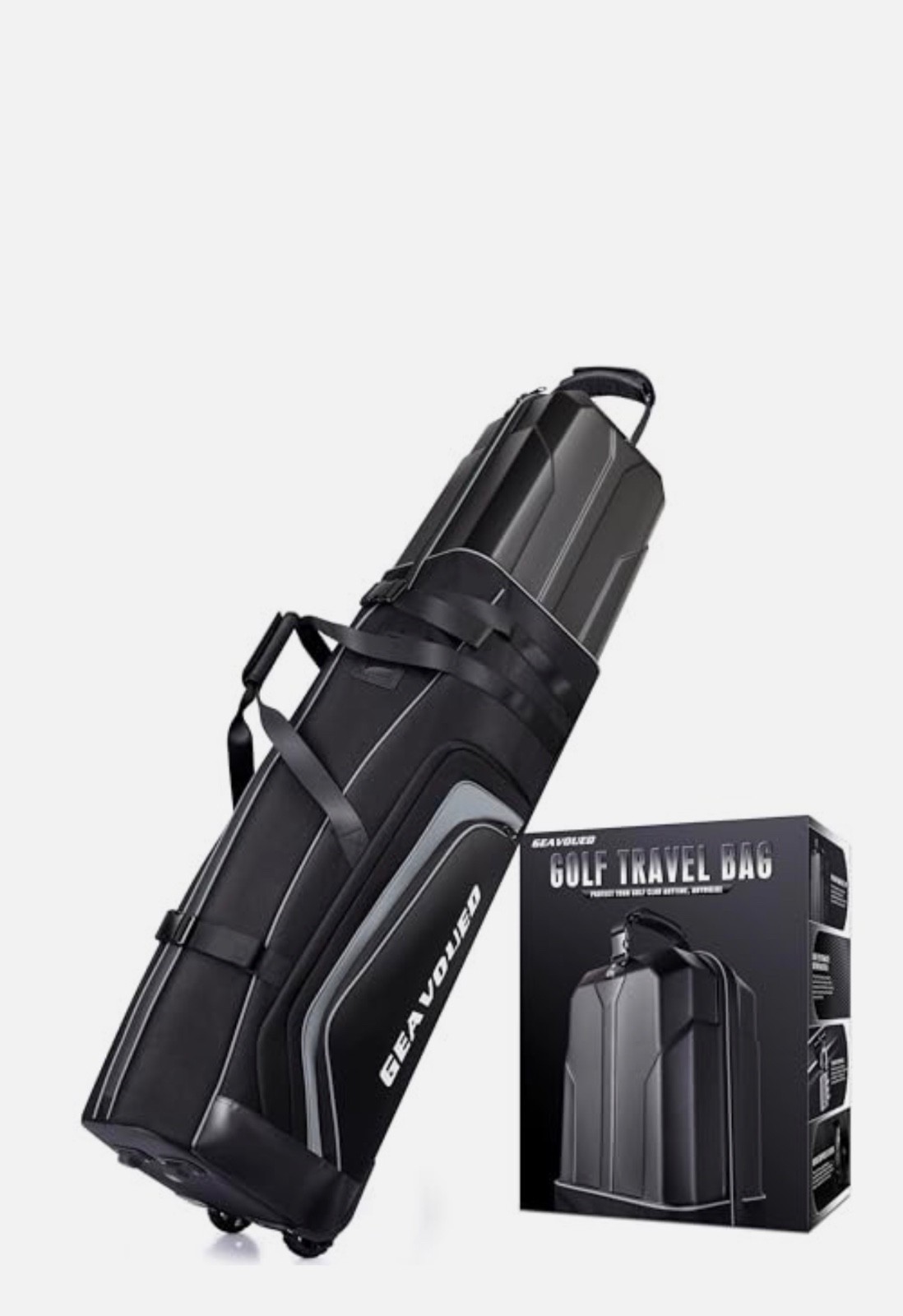 GEAVOUED Golf Travel Bag With Hard Case Top And Wheels Premium Oxford Fabric