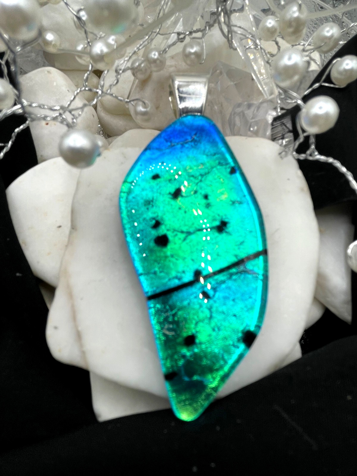 Handmade Dichroic Glass Pendant- LOVE THAT GLASS- Newest glass! 