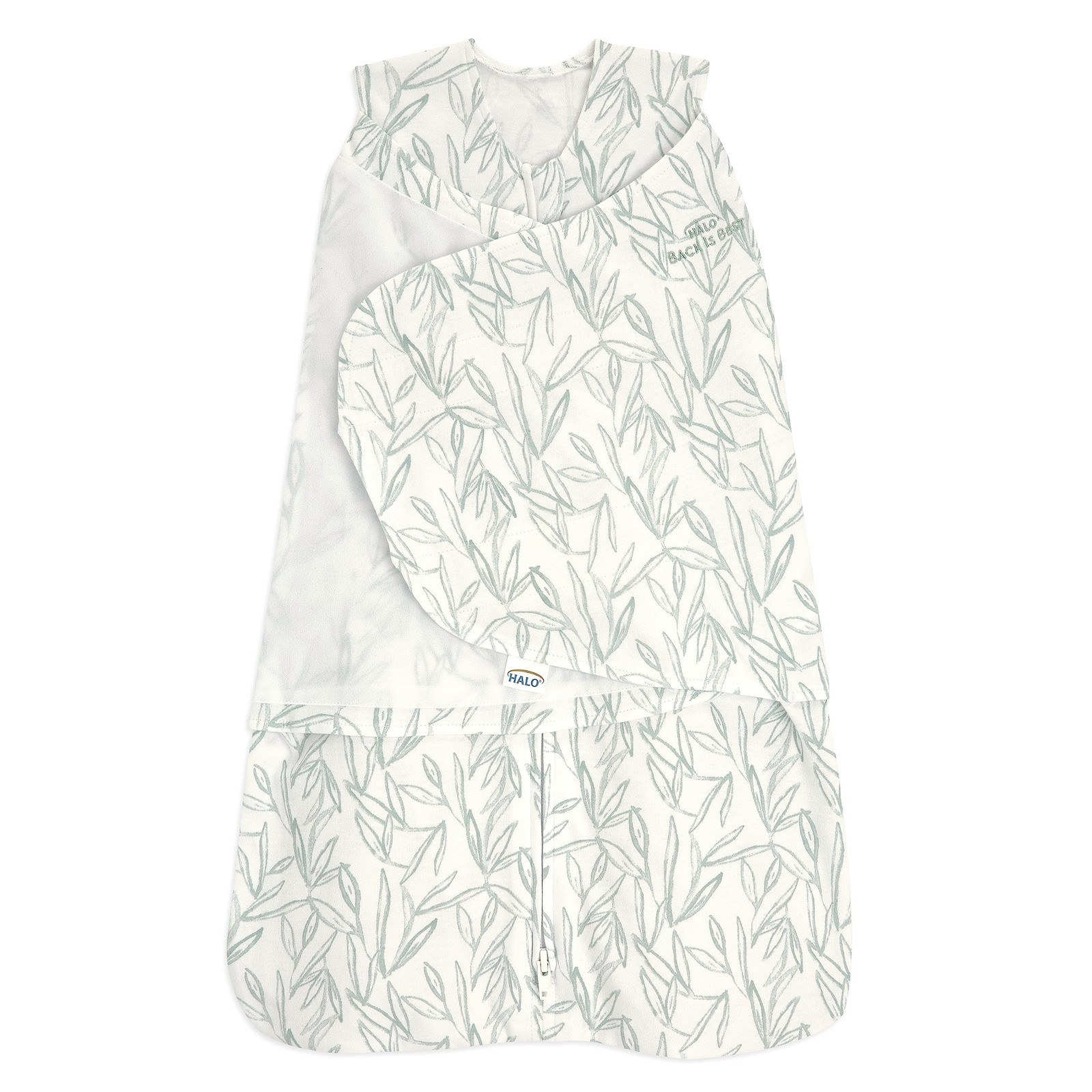 HALO 100% Cotton Sleepsack Swaddle, 3-Way Newborn (Pack of 1), Leaves 