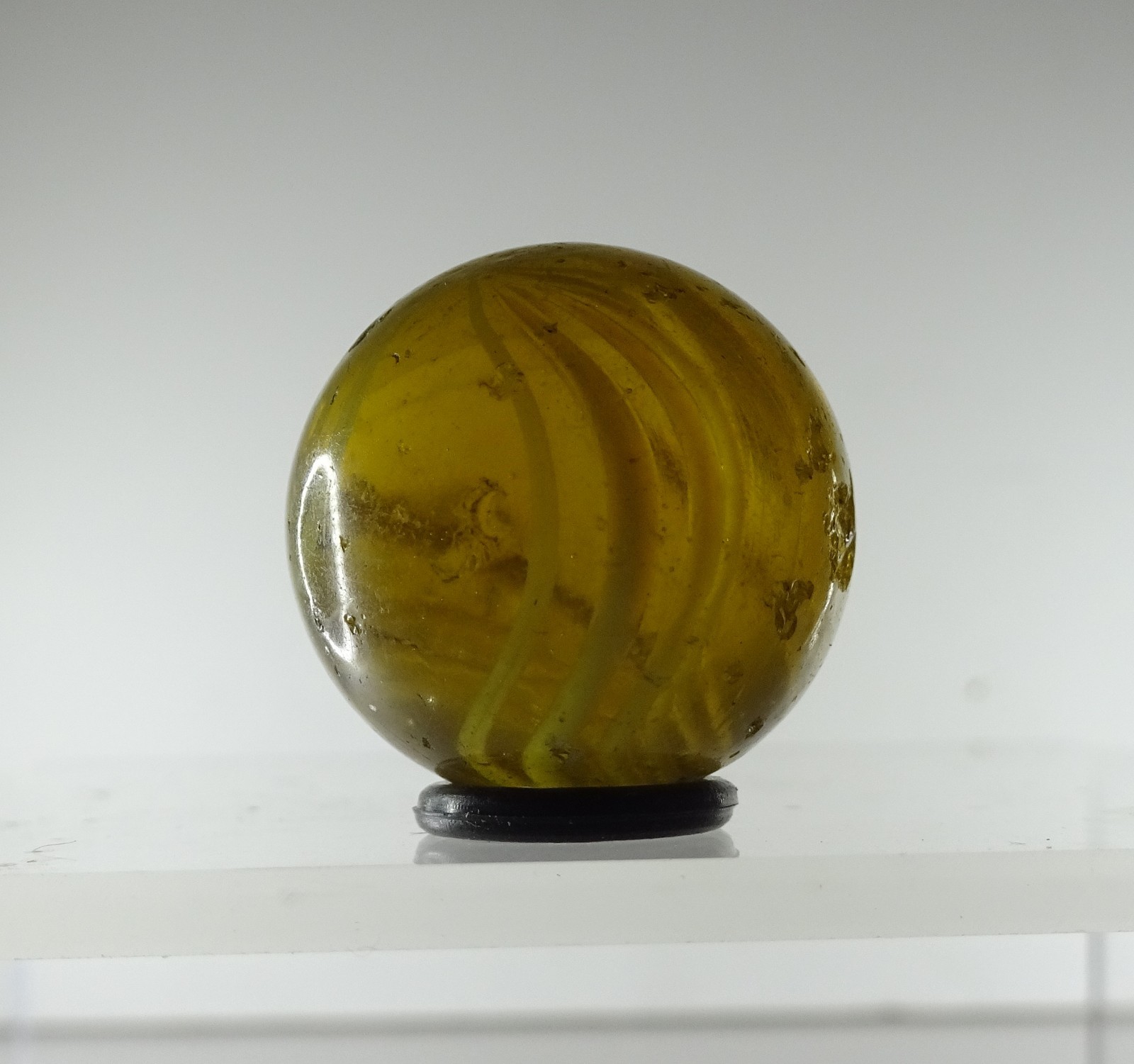 Antique 20mm Amber German Swirl Marble Glass, Handmade 