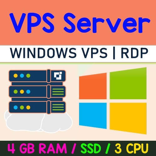 RDP Windows Server VPS – 3 vCPU, 4GB RAM, 40GB SSD, Admin Access, Fast Setup