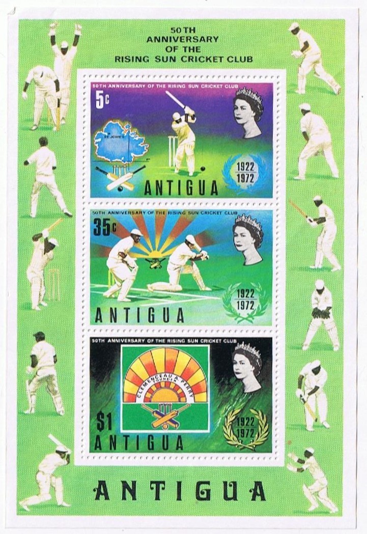 Stamps Antigua Souvenir Sheet Cricket 1972 MLH