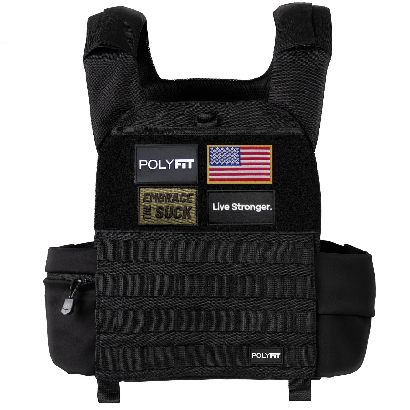 Weighted Vest 40 lb for Strength Training Fitness Workouts Black Polyfit Fortify