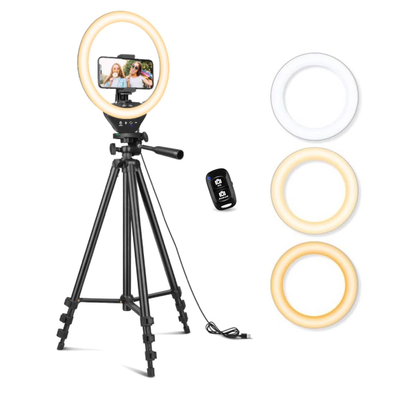 10'' Ring Light with 50'' Extendable Tripod Stand, LED Circle Lights with Pho...