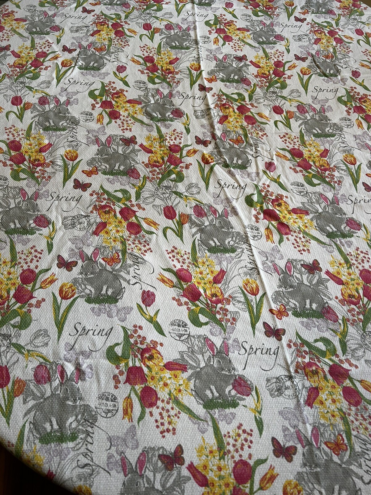 DEBORAGH CONNOLLY SPRING EASTER FLORAL COTTON TABLECLOTH OBLONG 53" X 77"