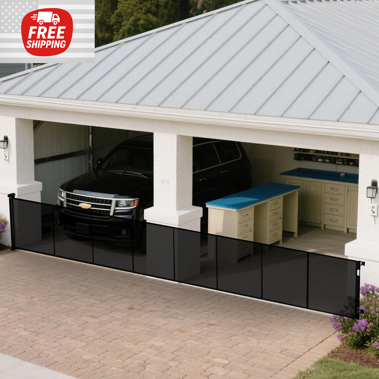 200 Inch Extra Wide Retractable Baby Gate, Mesh Baby Gate or Mesh Dog Gate, 34"