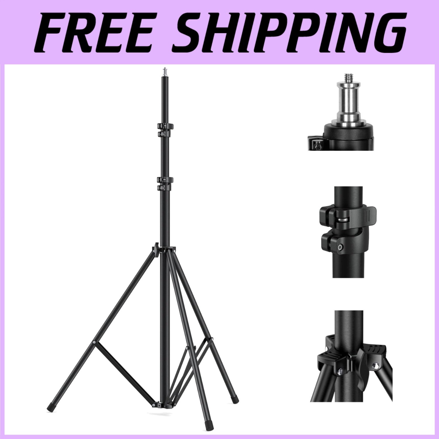 Photography Light Stand 110" - Air-Cushioned, Max Load 8kg