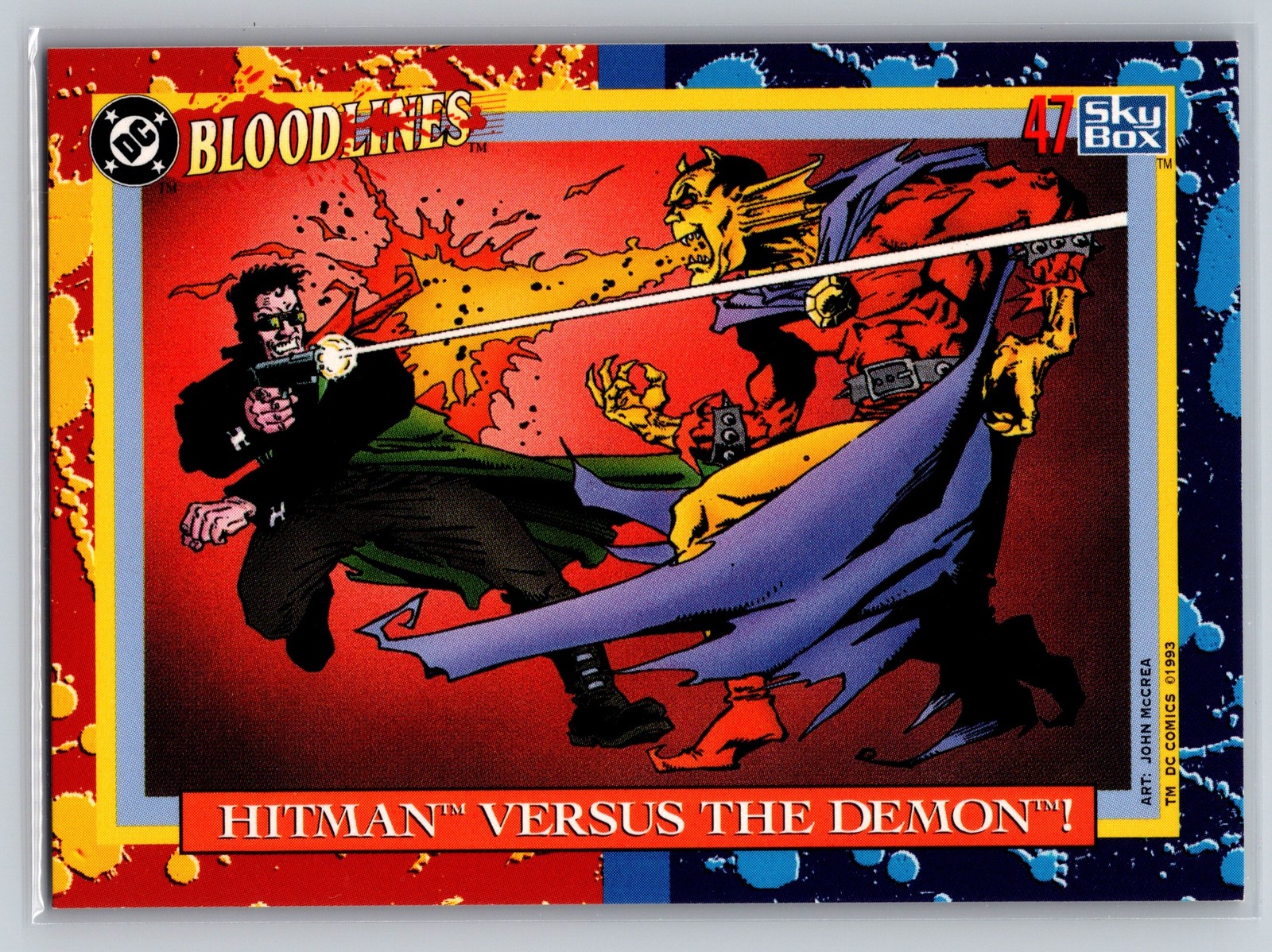 1993 SkyBox DC Bloodlines #47 Hitman Versus The Demon Action Scene Card