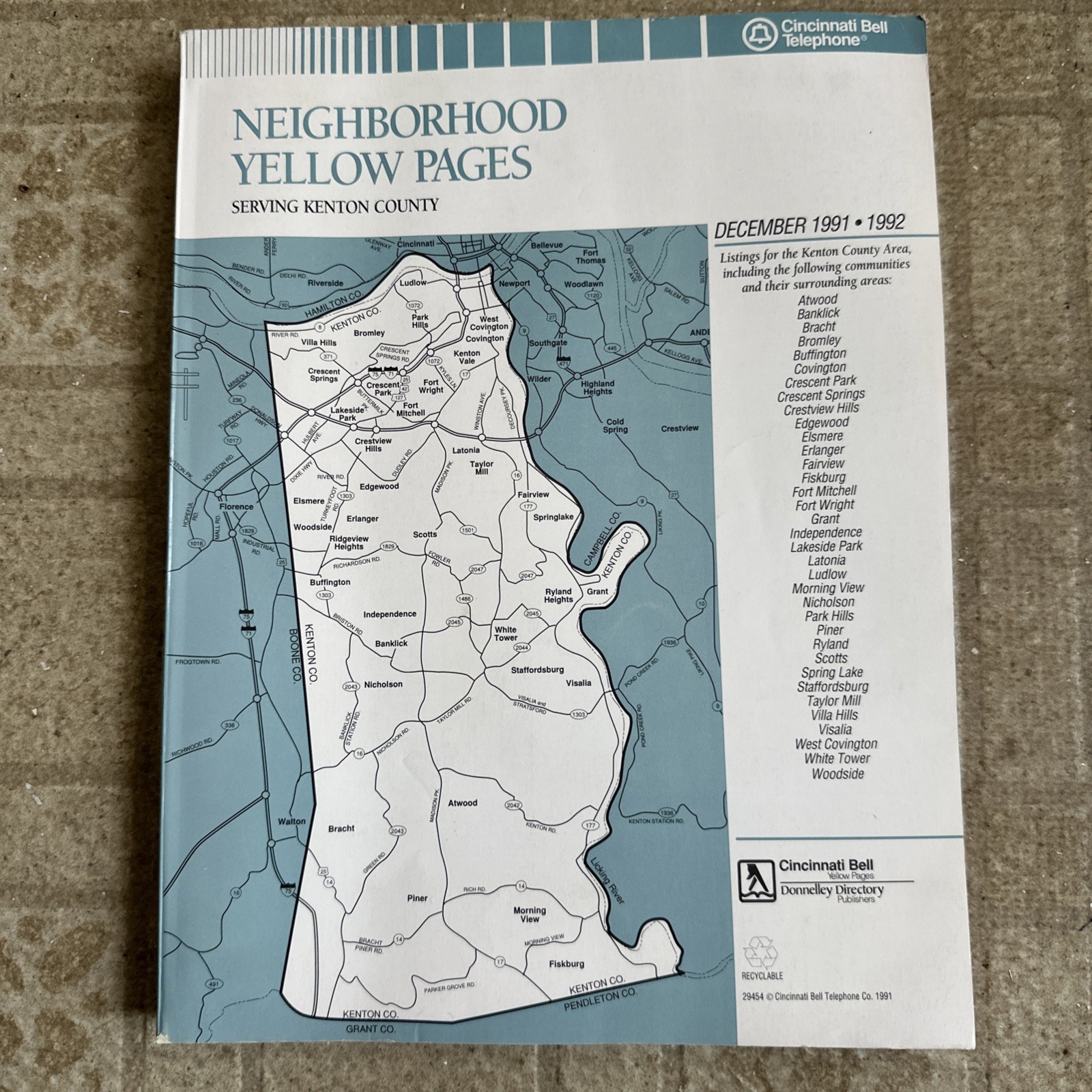 December 1991-1992 Kenton County Kentucky Telephone Directory