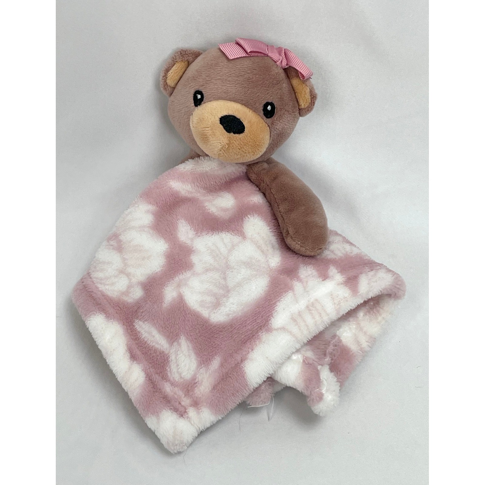 Lila & Jack Brown Plush Bear Pink Floral Blanket Lovey