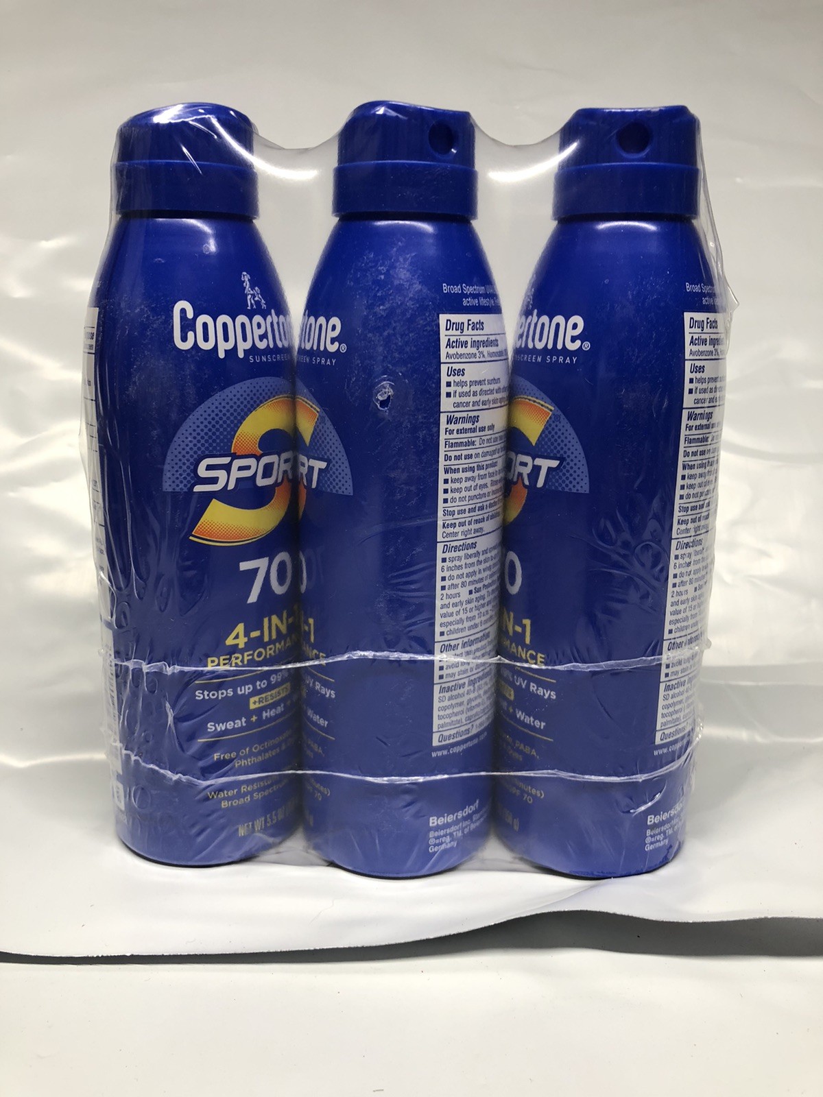 Coppertone 3 Pack Sport 70 SPF Sunscreen  4-in-1 Performance 5.5oz