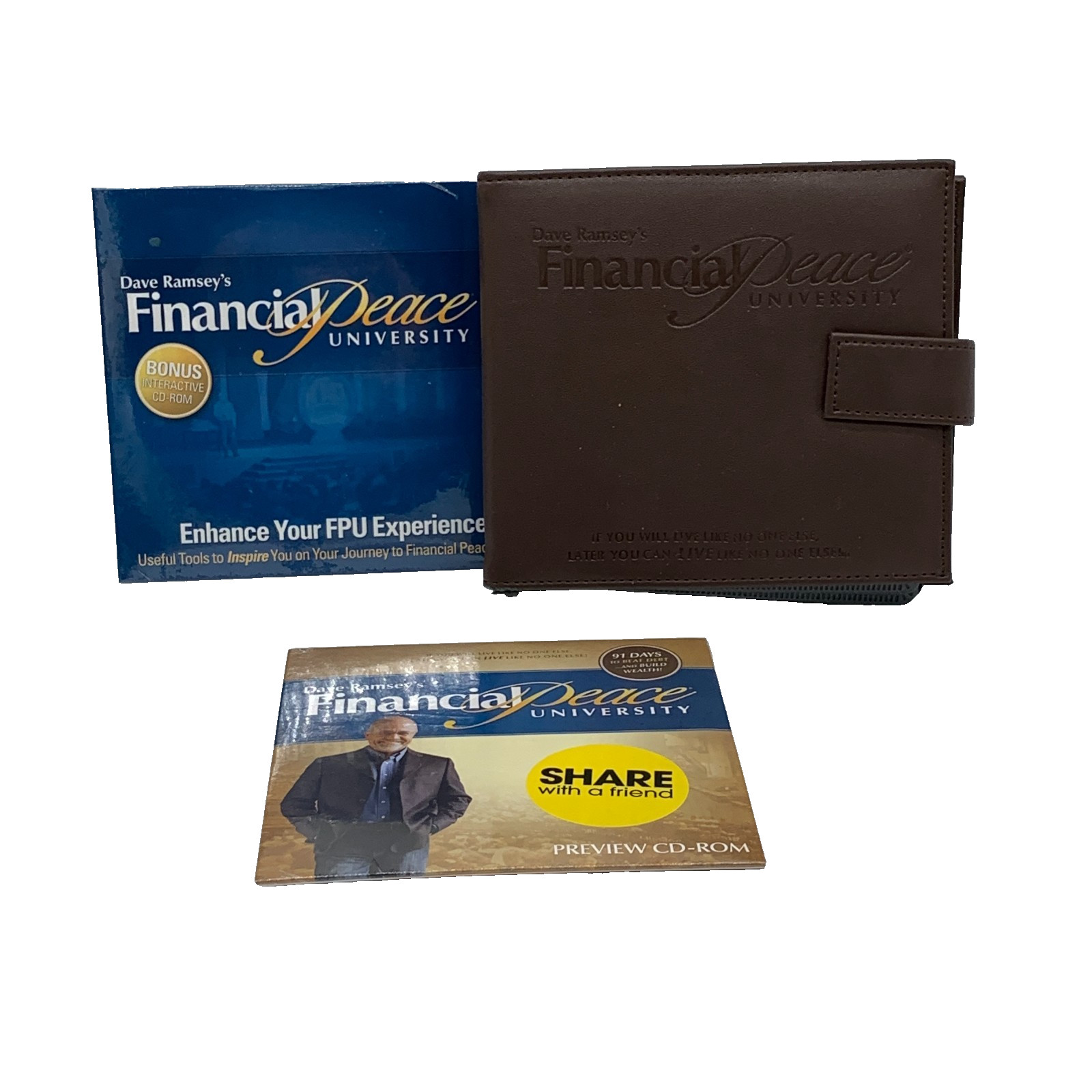 Dave Ramsey Financial Peace University Wallet + CD-ROM Set Brown Organizer S4