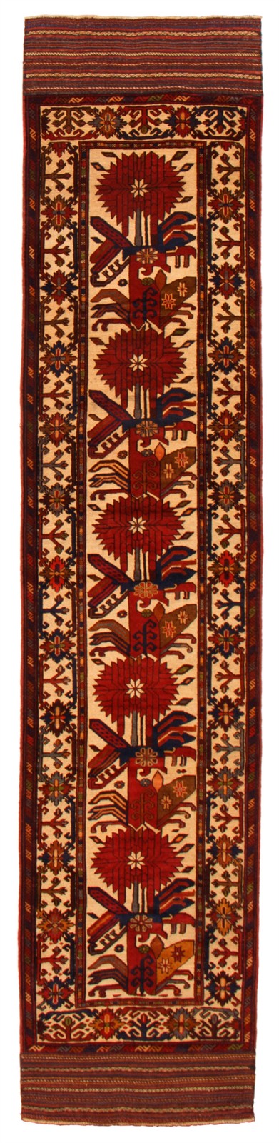 Vintage Hand-knotted Runner Rug 2'8" x 12'2" Traditional Oriental Wool Carpet