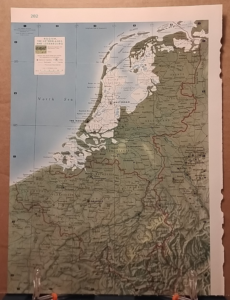 Old Vintage BENELUX Atlas Map 1961 MSM Life Pictorial Atlas of the World