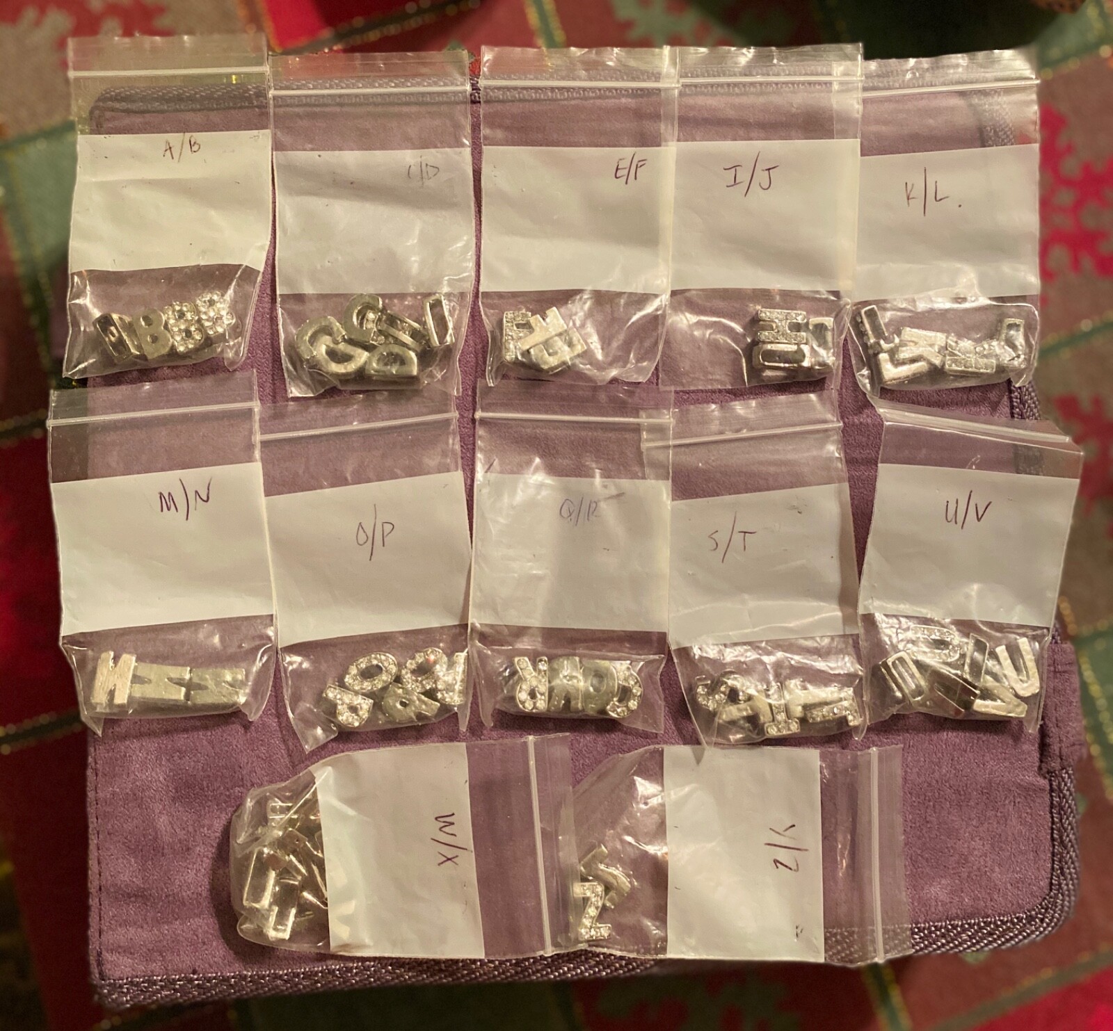 Metal Letter Sliders for Dog Collars Lot of 53 Clear Crystals