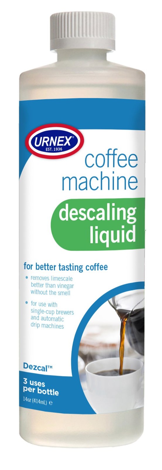 Urnex Coffee Machine Descaling Liquid, 14 Fl. Oz. (25-DZL-UX014) 