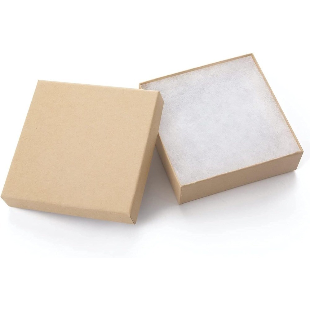 Jewelry Gift Boxes 96 Pack 3.5x3.5x1 Inch Small Brown Cardboard Box for Earrings