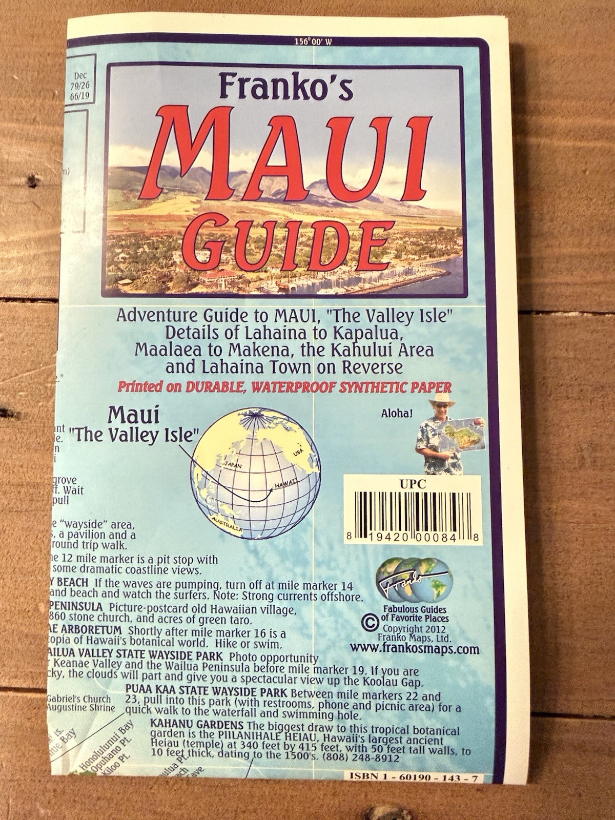 Franko's Maui Adventure Guide / Map, Printed on Waterproof, Synthetic Paper