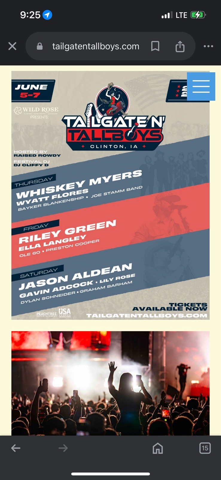 Concert tickets to Tailgates and Tallboys