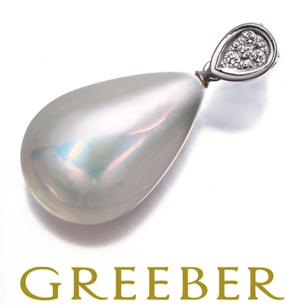 TASAKI Pendant Top Pearl Mabe Pearl Diamond 0.04ct Teardrop K18WG BLJ
