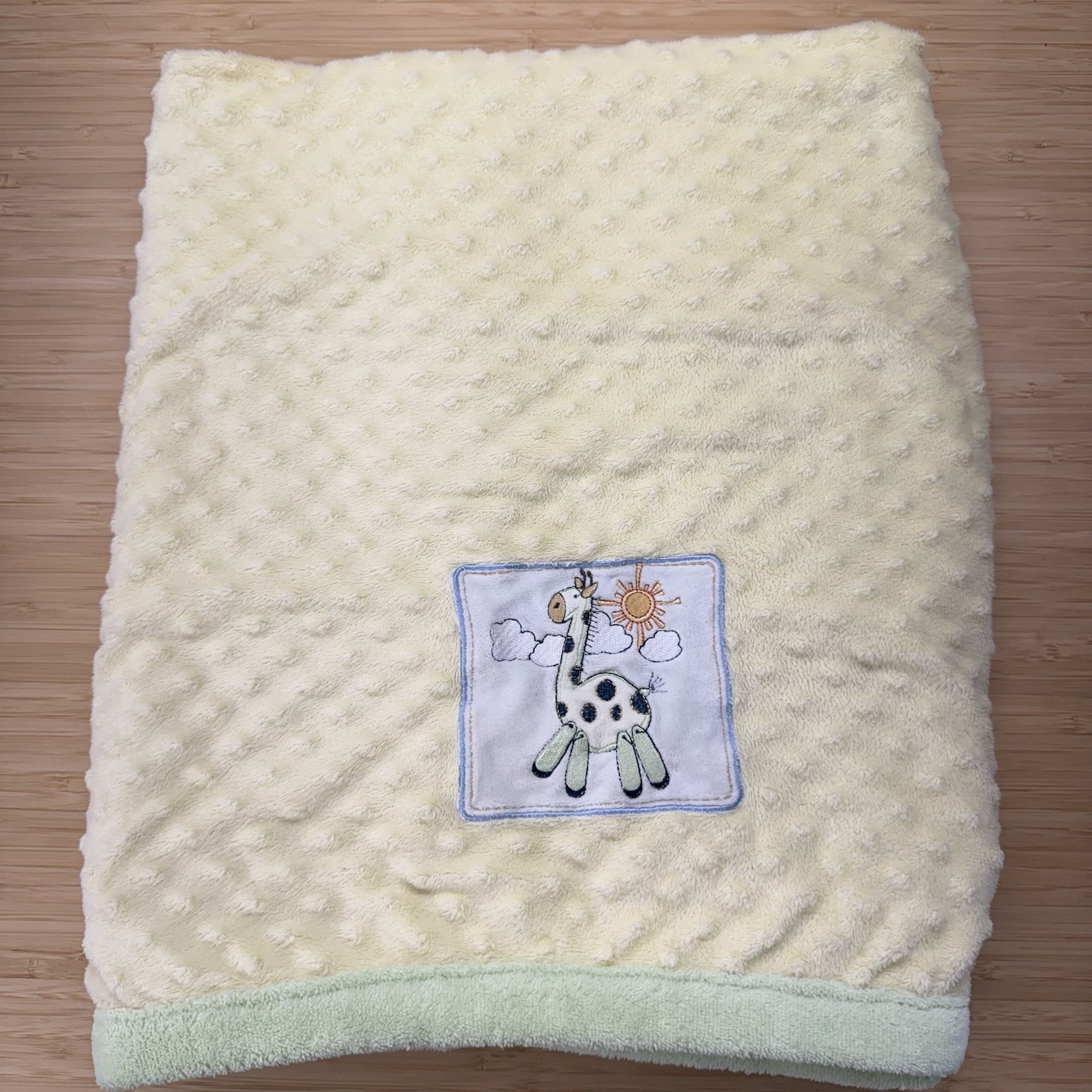 Koala Baby Blanket Giraffe Security Lovey Yellow Embroidered  Green Trim & Back