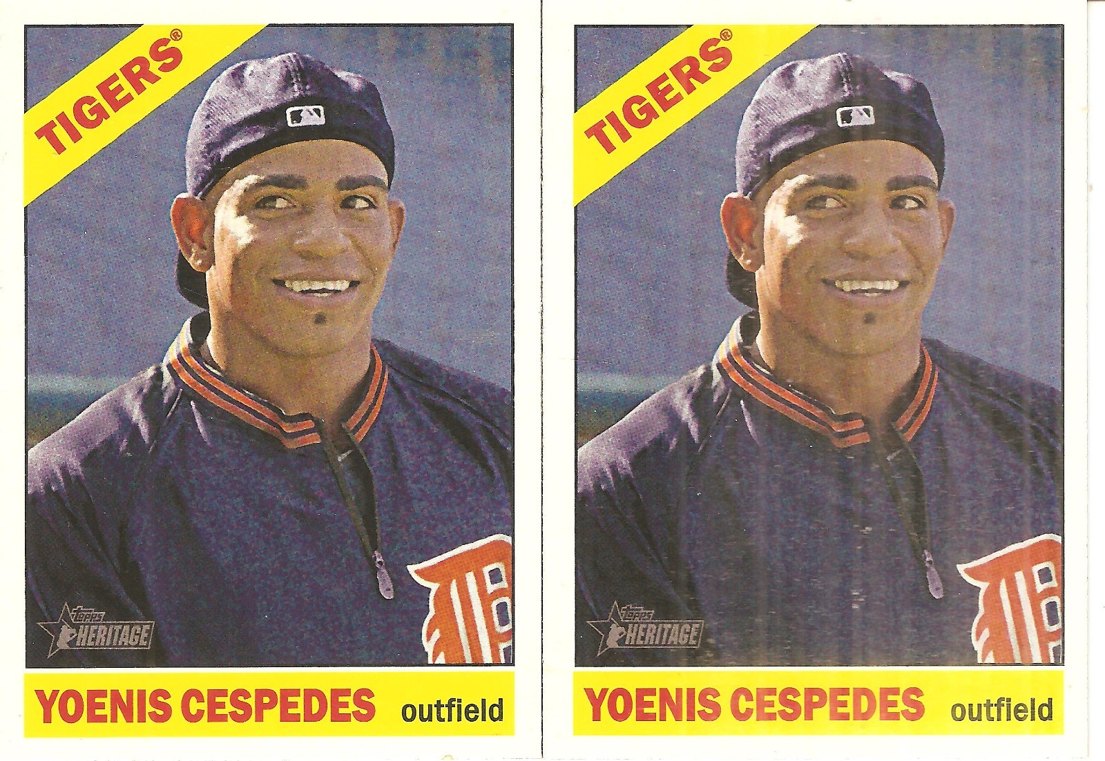 2 CARD 2015 TOPPS HERITAGE YOENIS CESPEDES BASEBALL CARD LOT