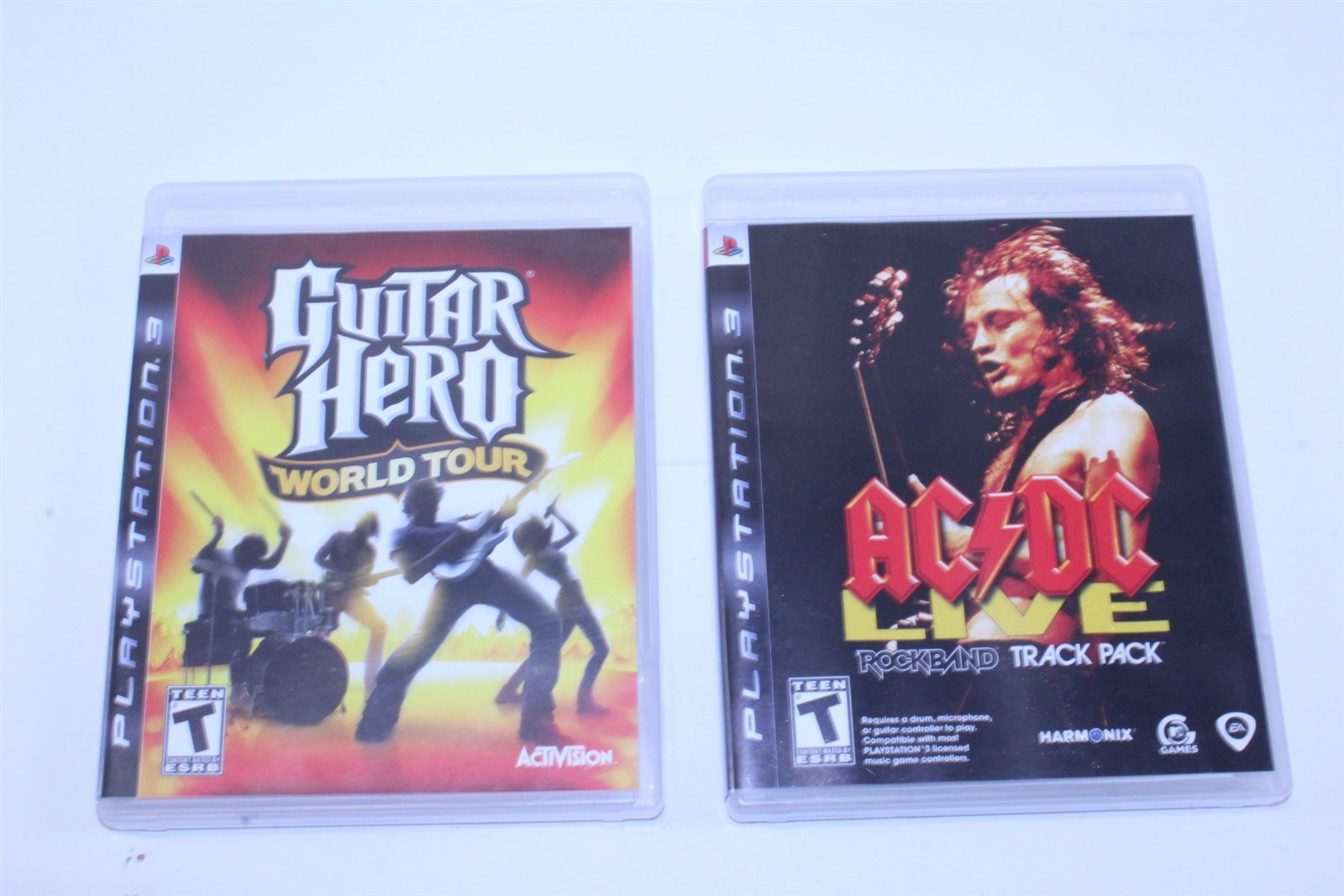 PlayStation 3 Video Game Lot of 2 Guitar Hero World Tour & AC/DC Live Track Pack
