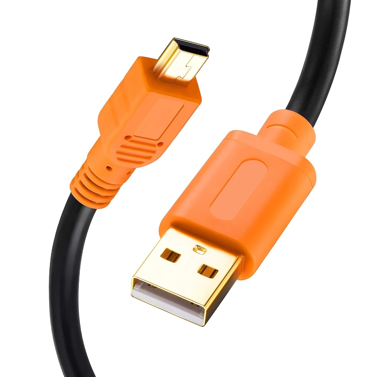 Tan QY Mini USB Cable 25Ft, 2.0 Type A to B Male 25 ft, Orange 