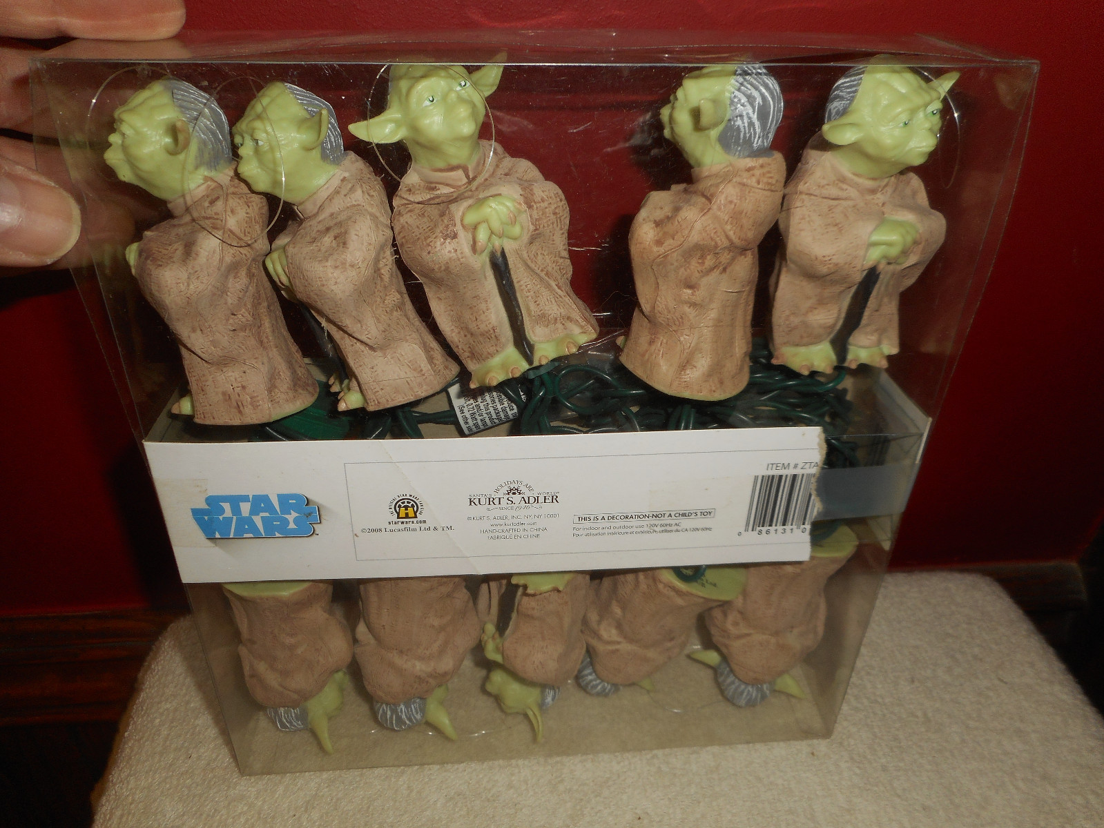 STAR WARS Yoda Holiday String Lights Set 10 Indoor Outdoor KURT ADLER Ornaments