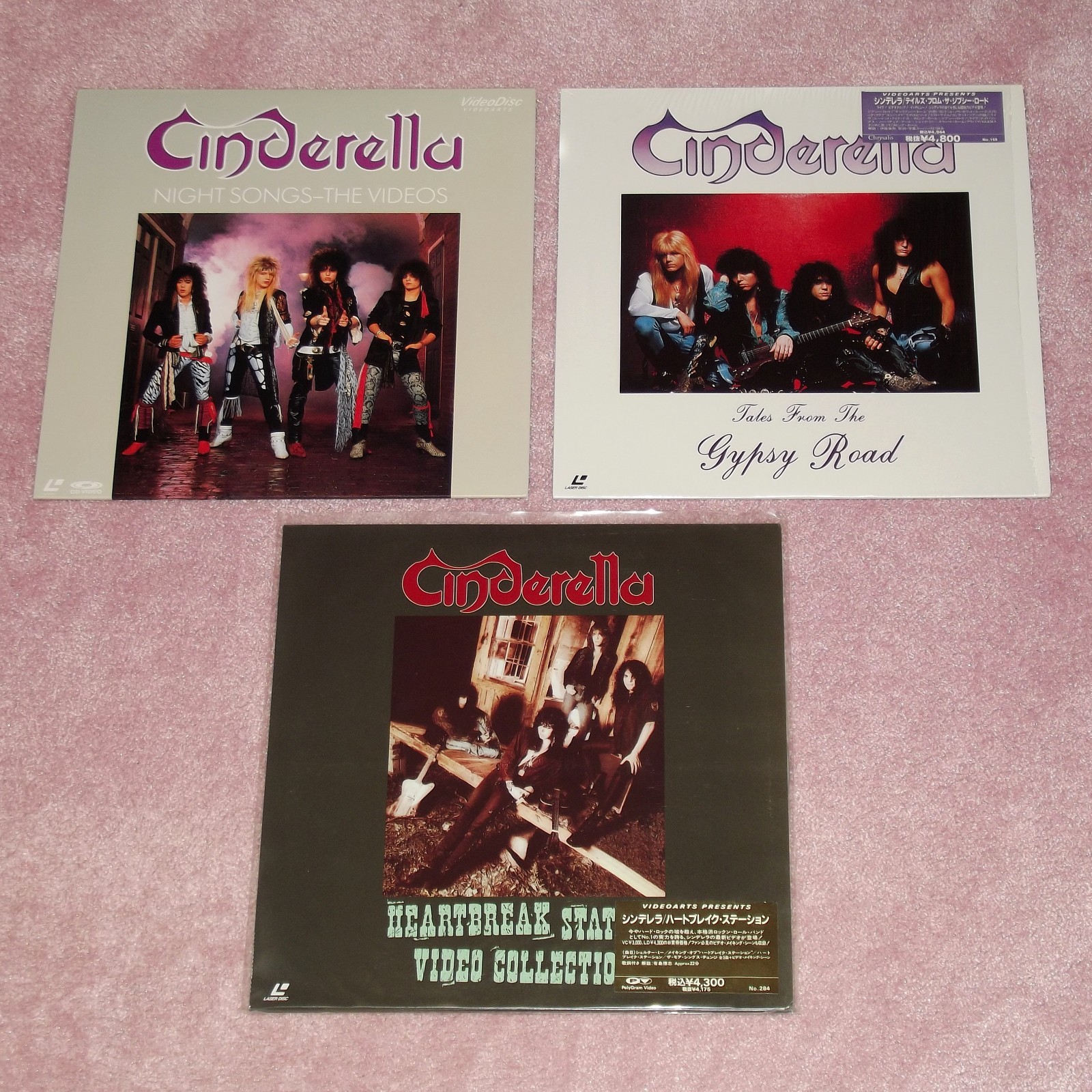 CINDERELLA Night Songs/Gypsy Road/Heartbreak Station - RARE JAPAN LASERDISC x 3