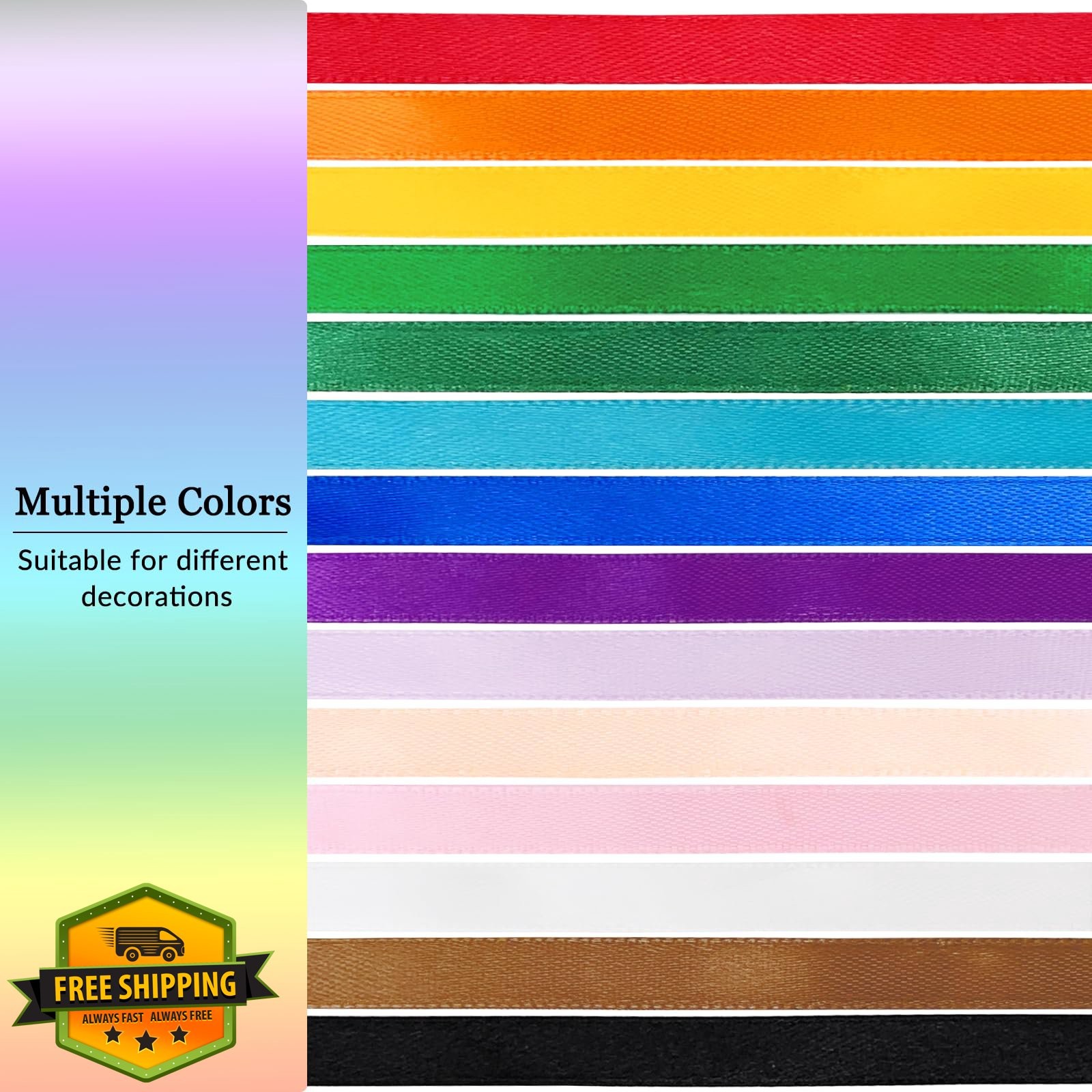 Black Satin Ribbon Roll 3/8 Inch 25 Yard Craft Bows Gift Wrap