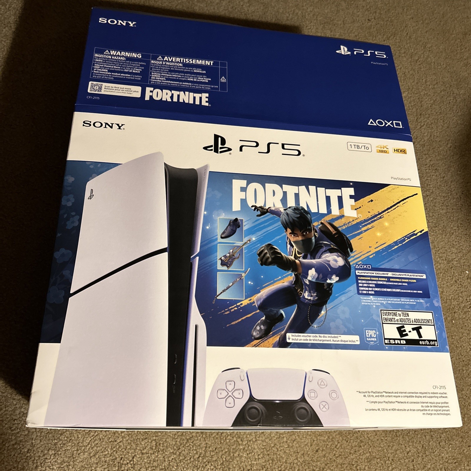 Sony PS5 With Epic Games Fortnite Flowering Chaos Pin / Voucher - BOX & PIN ONLY